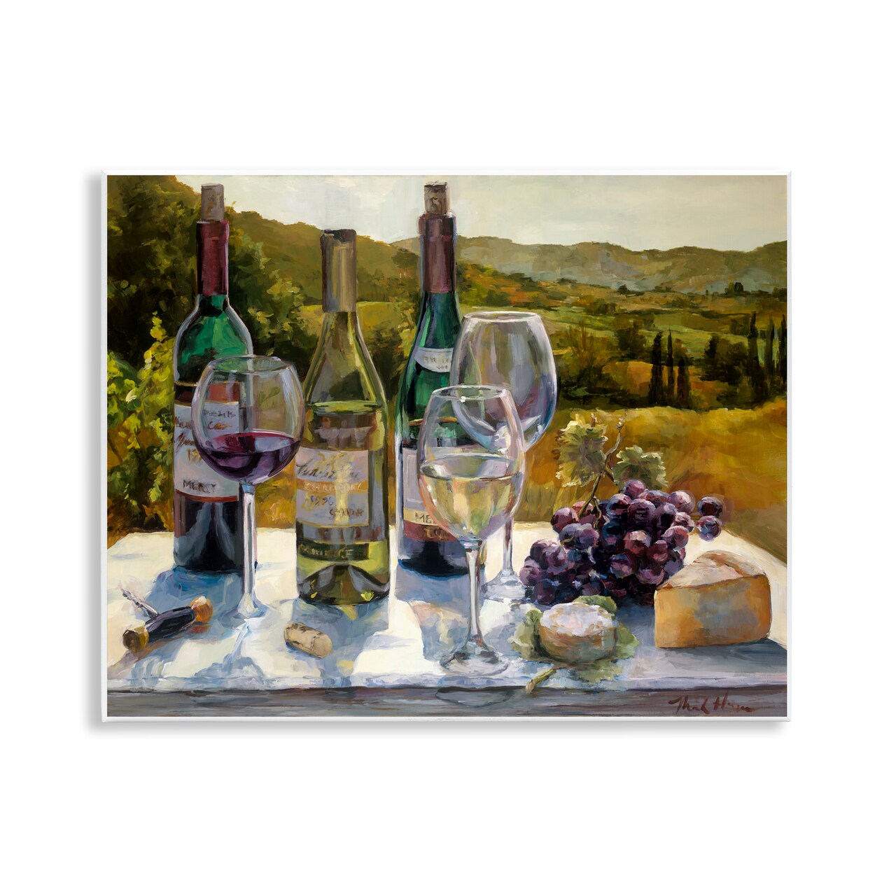 Stupell Industries Wine and Cheese Vineyard Wall Plaque Art Design by Marilyn Hageman